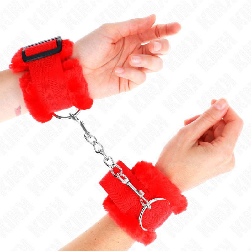 KINK - KUSCHELIG GEFÜTTERTE HANDFESSELN ROT VERSTELLBAR 17-31 CM X 7 CM