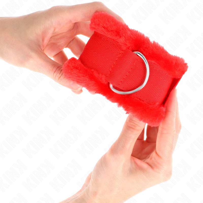 KINK - KUSCHELIG GEFÜTTERTE HANDFESSELN ROT VERSTELLBAR 17-31 CM X 7 CM