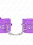 KINK - FUR LINED WRIST RESTRAINTS WITH SQUARE HOLES PURPLE AND PURPLE BELT ADJUSTABLE 17-29 CM X 6 CM