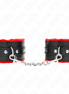KINK - PREMIUM FUR LINED WRIST RESTRAINTS RED WITH BLACK BELT ADJUSTABLE 17-29 CM X 6 CM