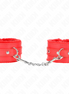 KINK - PREMIUM FUR LINED WRIST RESTRAINTS RED WITH RED BELT ADJUSTABLE 17-29 CM X 6 CM