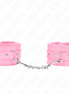 KINK - PREMIUM PELZGEFÜTTERTE HANDFESSELN PINK MIT PINKEM GÜRTEL VERSTELLBAR 17-29 CM X 6 CM