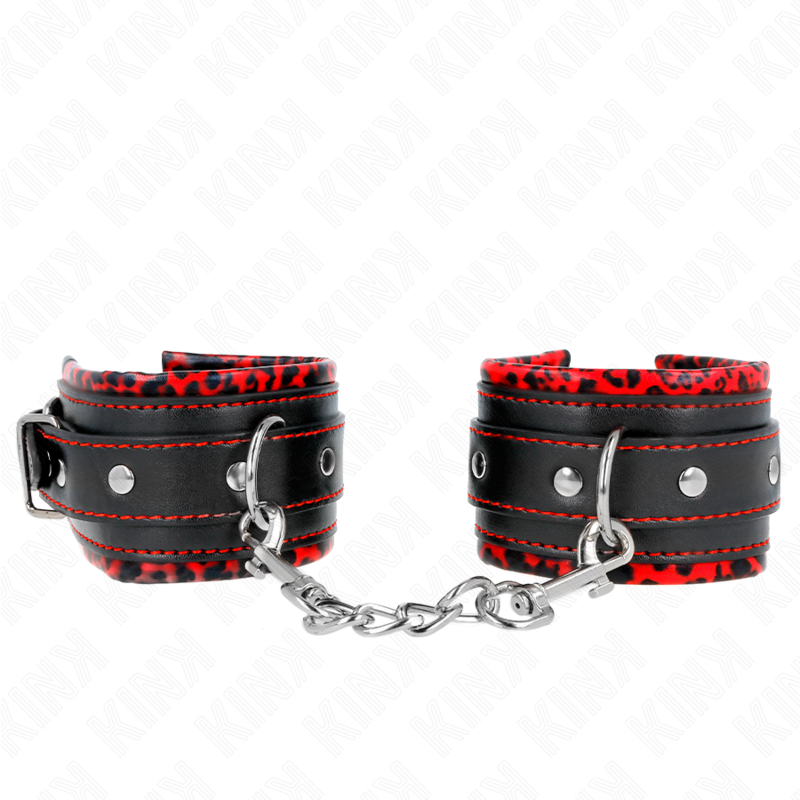 KINK - GEFÜTTERTE HANDFESSELN ROT / SCHWARZ VERSTELLBAR 17-29 CM X 6 CM