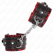 KINK - GEFÜTTERTE HANDFESSELN ROT / SCHWARZ VERSTELLBAR 17-29 CM X 6 CM