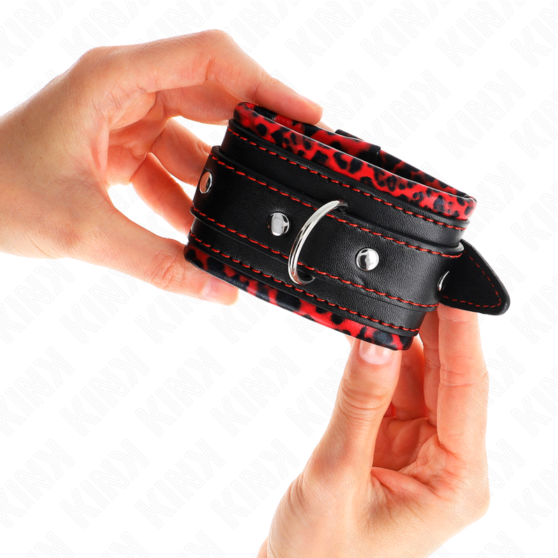 KINK - GEFÜTTERTE HANDFESSELN ROT / SCHWARZ VERSTELLBAR 17-29 CM X 6 CM