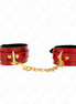 KINK - JOANNA ANGEL WRIST CUFFS RED ADJUSTABLE WITH GOLD CHAIN 16.5-26 CM X 4 CM