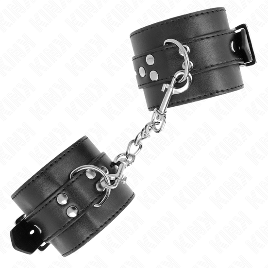 KINK - HANDGELENK-FESSELN SCHWARZ MIT SCHWARZEM RIEMEN VERSTELLBAR 17-28 CM X 6 CM