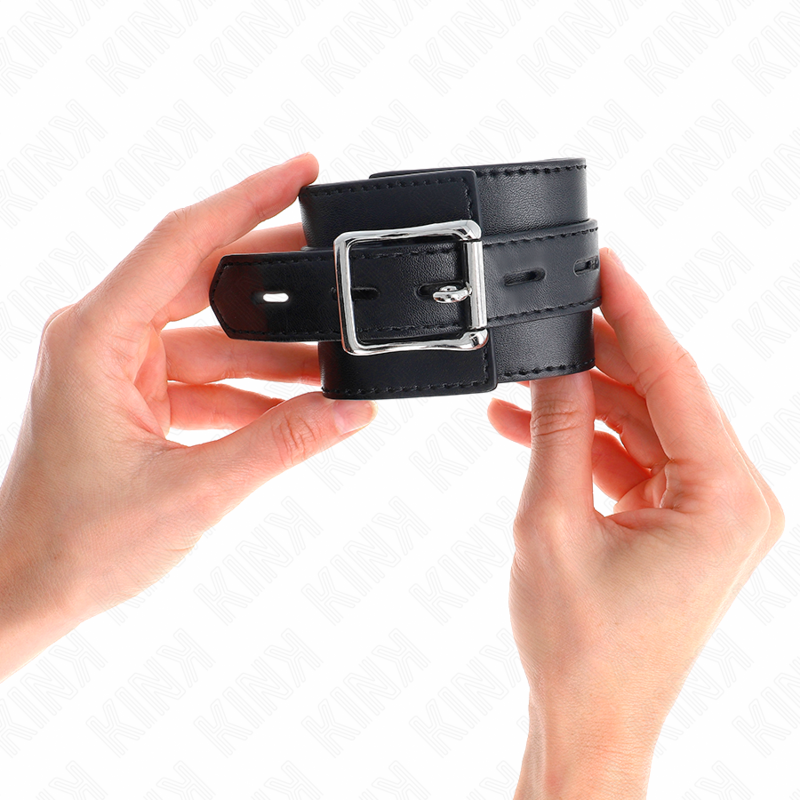 KINK - HANDGELENK-FESSELN SCHWARZ MIT SCHWARZEM RIEMEN VERSTELLBAR 17-28 CM X 6 CM