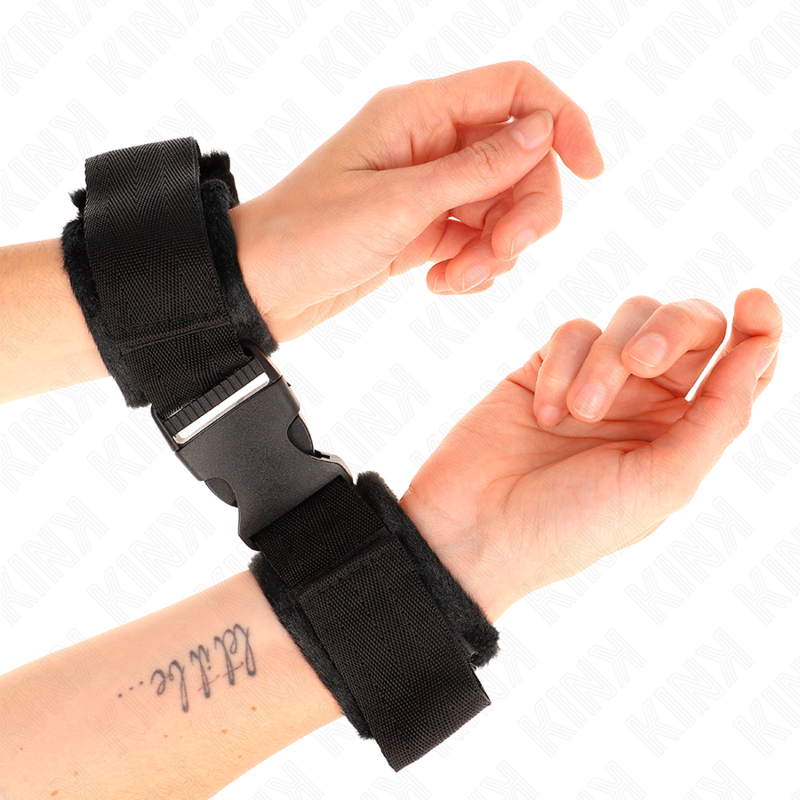 KINK - NYLON BIND HANDFESSELN MIT KLETTVERSCHLUSS ROT-SCHWARZ MODELL 1 VERSTELLBAR 25-35 CM X 6 CM