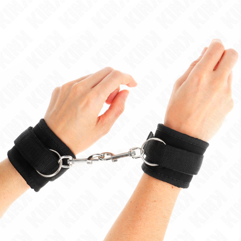 KINK - NYLON BIND HANDFESSELN KLETTVERSCHLUSS SCHWARZ MODELL 2 VERSTELLBAR 18-35 CM X 6 CM