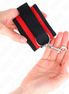 KINK - NYLON BIND Haken- und Schlaufen-Handfesseln ROT-SCHWARZ MODELL 2 VERSTELLBAR 18-35 CM X 6 CM