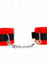 KINK - BEGINNER FUR HAND CUFFS BLACK-RED 30 X 7 CM