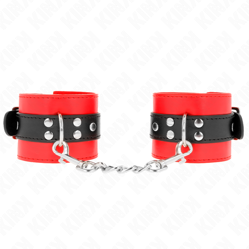 KINK - HANDFESSELN ROT MIT SCHWARZEM GÜRTEL VERSTELLBAR 17-28 CM X 6 CM