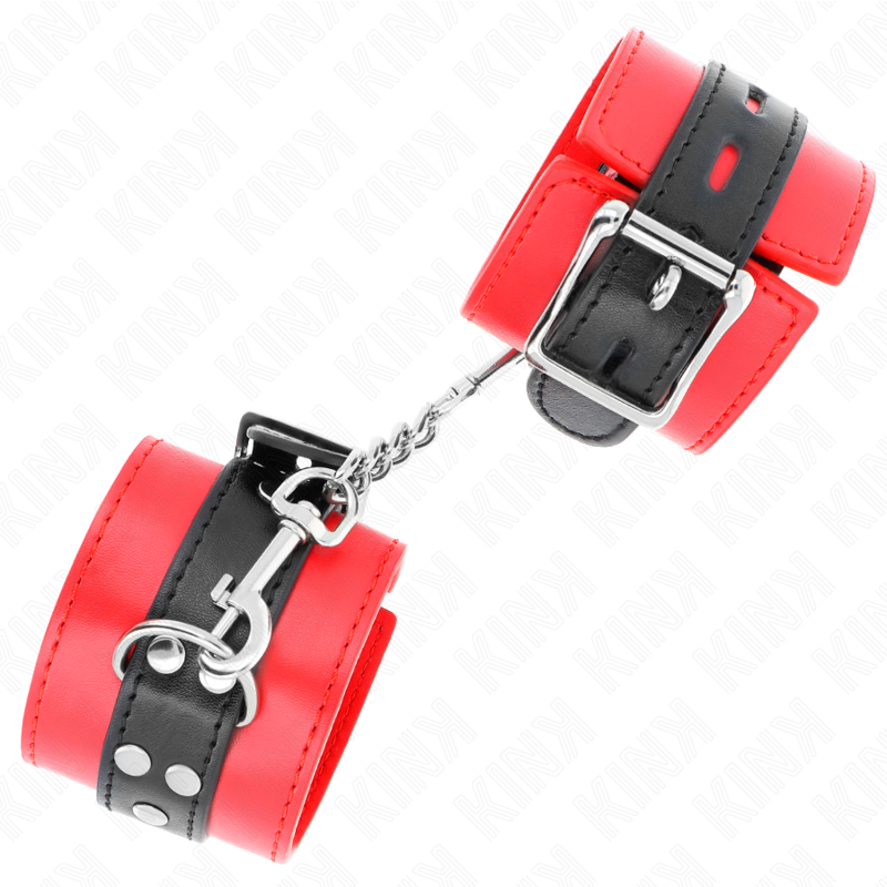 KINK - HANDFESSELN ROT MIT SCHWARZEM GÜRTEL VERSTELLBAR 17-28 CM X 6 CM