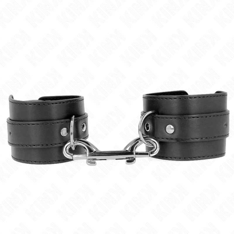 KINK - HANDGELENKFESSELN – EINE NIETENREIHE UND GROSSE SCHNALLE SCHWARZ VERSTELLBAR 17-28 CM X 5 CM