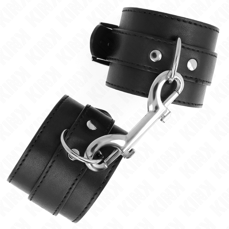 KINK - HANDGELENKFESSELN – EINE NIETENREIHE UND GROSSE SCHNALLE SCHWARZ VERSTELLBAR 17-28 CM X 5 CM