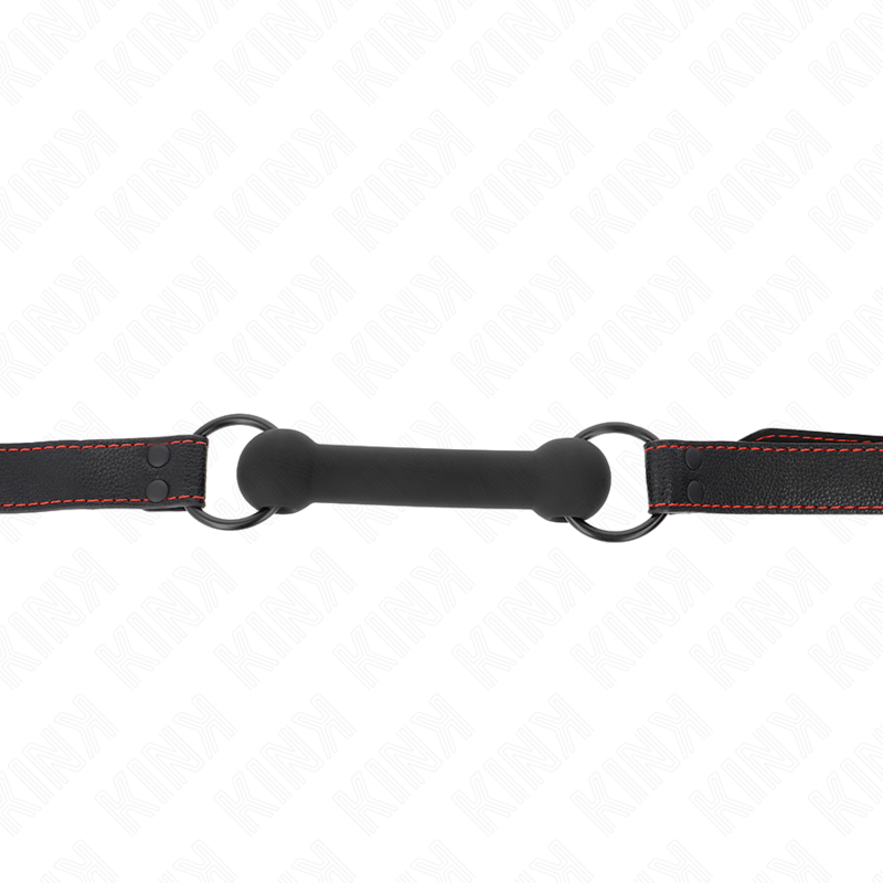 KINK - KNOCHEN-KNEBEL MIT KUNSTLEDERRIEMEN SCHWARZ VERSTELLBAR 41-57 CM