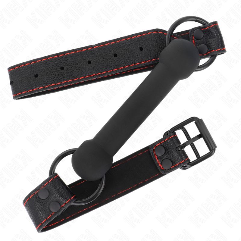 KINK - KNOCHEN-KNEBEL MIT KUNSTLEDERRIEMEN SCHWARZ VERSTELLBAR 41-57 CM