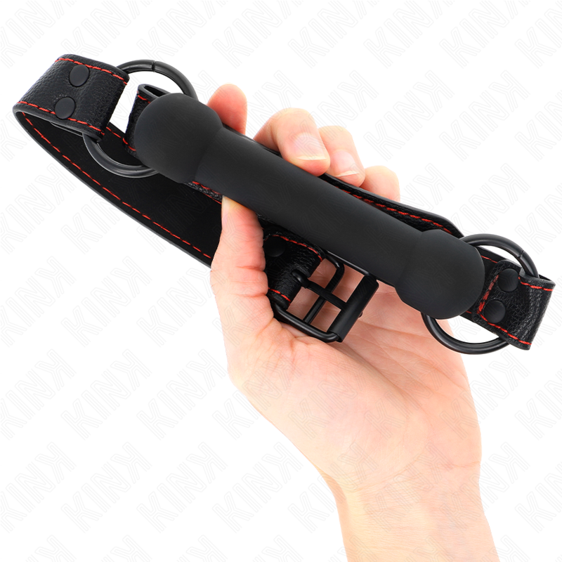 KINK - KNOCHEN-KNEBEL MIT KUNSTLEDERRIEMEN SCHWARZ VERSTELLBAR 41-57 CM