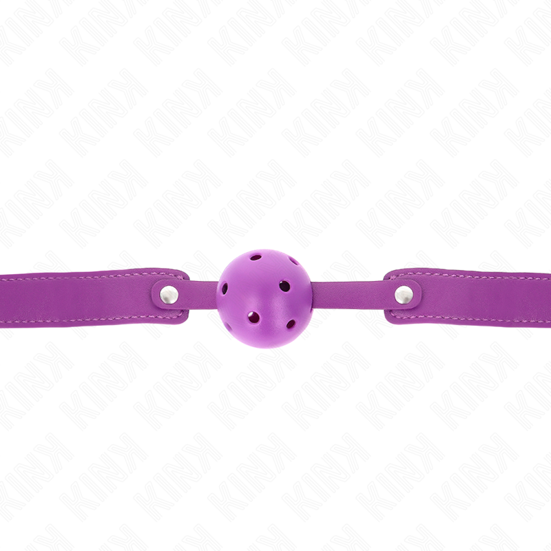 KINK - VIOLETTER, ATMUNGSAKTIVER BALL 4,5 CM KNEBEL 65 x 2,5 CM
