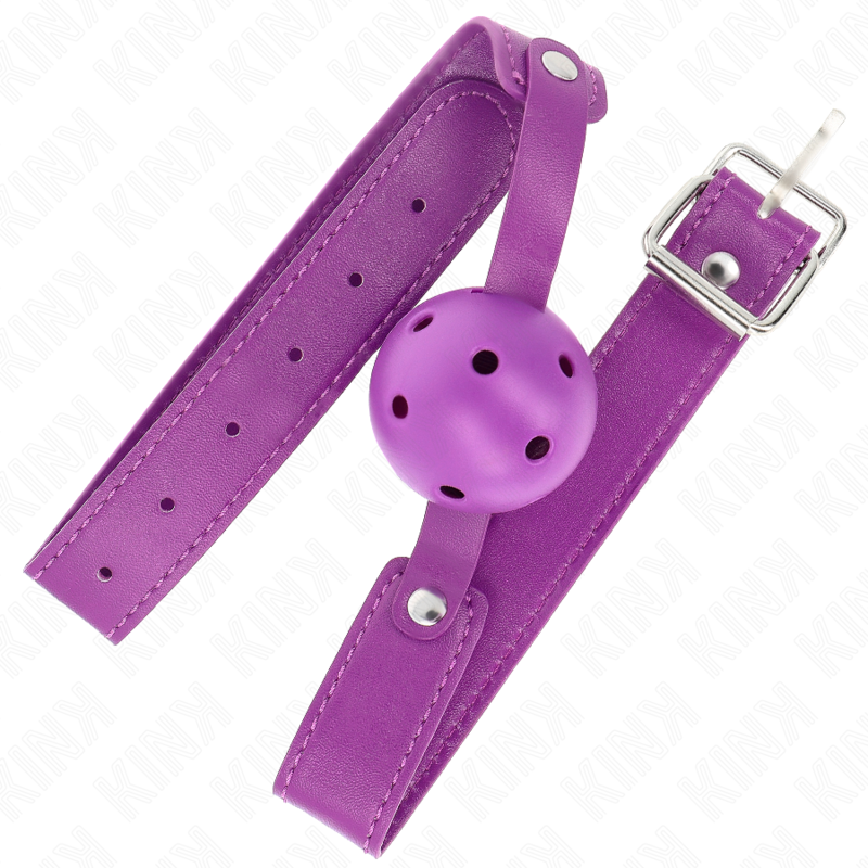 KINK - VIOLETTER, ATMUNGSAKTIVER BALL 4,5 CM KNEBEL 65 x 2,5 CM