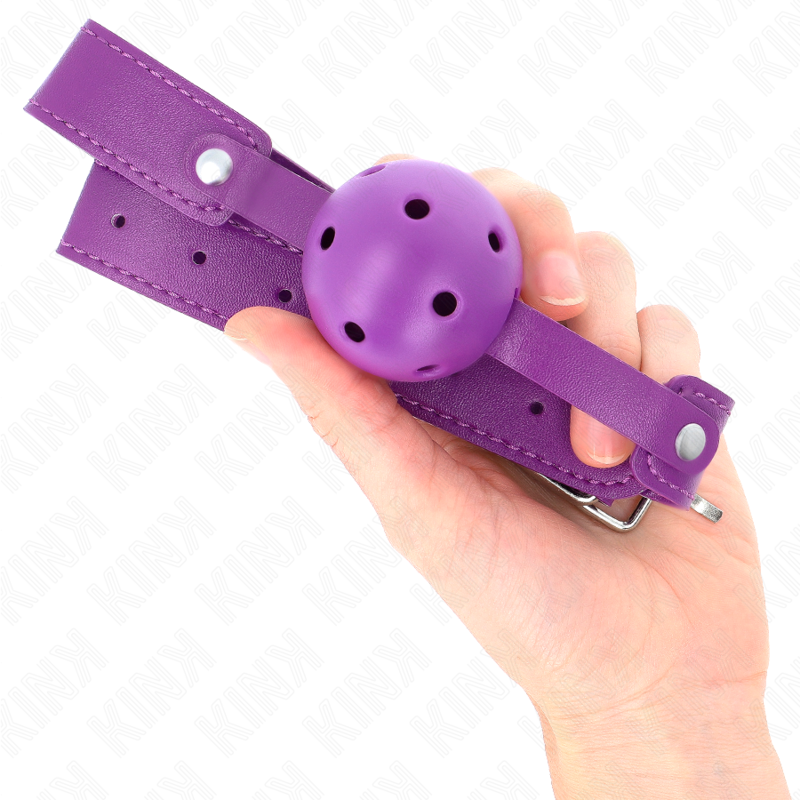 KINK - VIOLETTER, ATMUNGSAKTIVER BALL 4,5 CM KNEBEL 65 x 2,5 CM