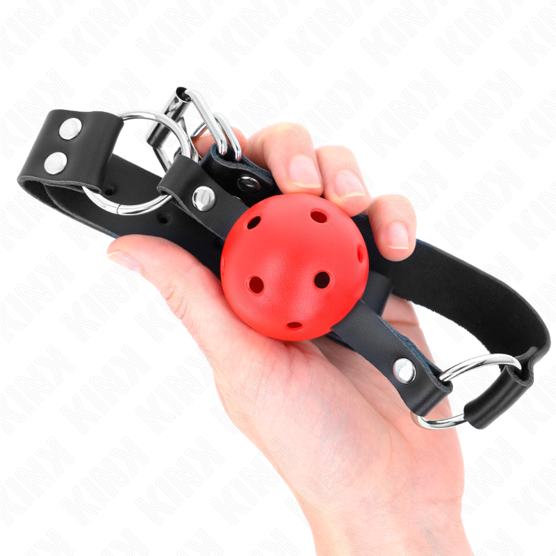 KINK - ATMUNGSAKTIVER KUGELKNEBEL 4 CM MIT DOPPELNÄGELN ROT 62,5 x 2,5 CM EINSTELLBAR 42-58 CM