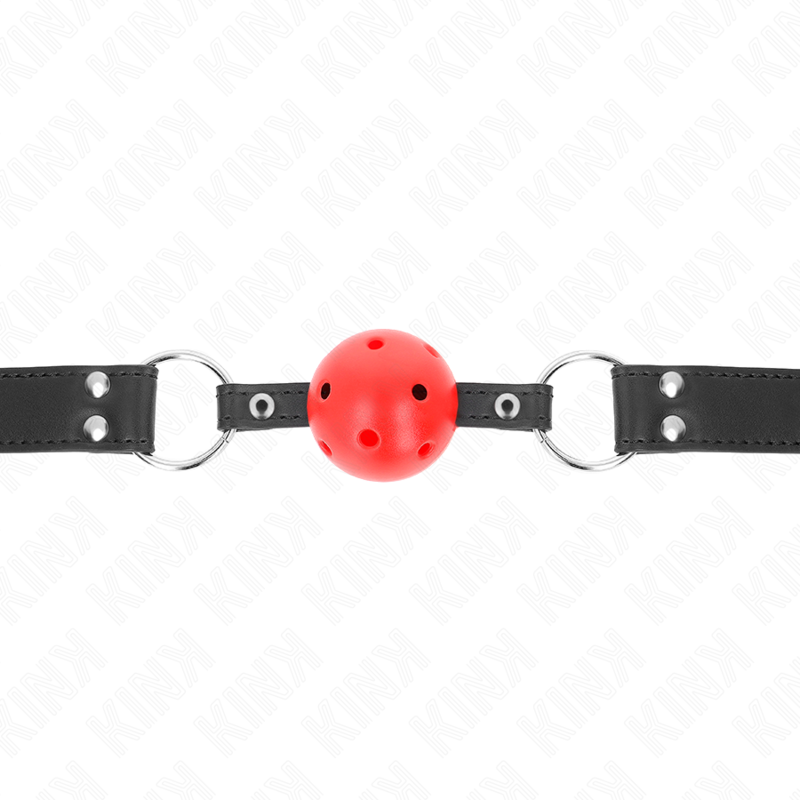 KINK - ATMUNGSAKTIVER BALLKNEBEL 4 CM MIT DOPPELNIETEN LEDER 62,5 x 2,5 CM VERSTELLBAR 42-58 CM