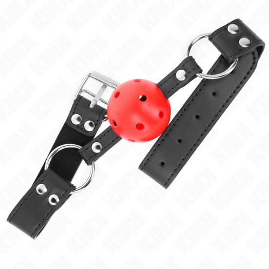 KINK - ATMUNGSAKTIVER BALLKNEBEL 4 CM MIT DOPPELNIETEN LEDER 62,5 x 2,5 CM VERSTELLBAR 42-58 CM