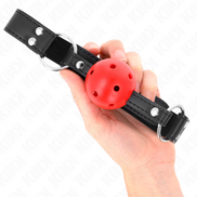 KINK - ATMUNGSAKTIVER BALLKNEBEL 4 CM MIT DOPPELNIETEN LEDER 62,5 x 2,5 CM VERSTELLBAR 42-58 CM