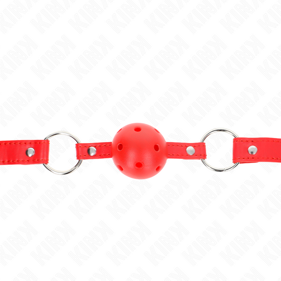 KINK - ATMUNGSAKTIVER BALLKNEBEL 4 CM MIT DOPPELNIET MODELL 1 ROT 62,5 x 2,5 CM EINSTELLBAR 42-58 CM