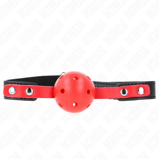 KINK - RED HOLLOW HARD BALL 4 CM GAG SCHWARZES BAND 60 x 2 CM VERSTELLBAR 37-52 CM