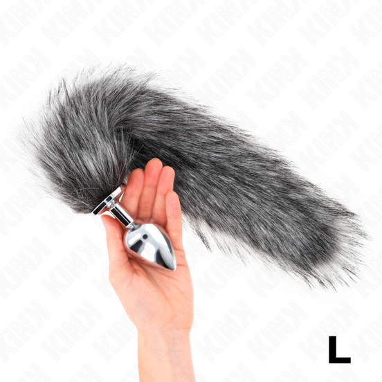 KINK - ANALPLUG GRÖSSE L 10 X 4 CM MIT KUNSTSTOFFSCHWANZ 40 CM GRAU