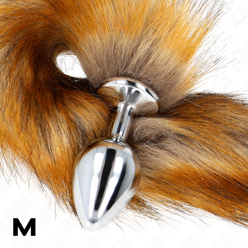 KINK - ANALPLUG GRÖSSE M 8 X 3,5 CM MIT SYNTHETISCHEM SCHWANZ 40 CM BRAUN