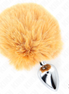 KINK - STAINLESS STEEL PLUG 7 x 3 CM WITH BEIGE FAUX FUR RABBIT TAIL 8 CM