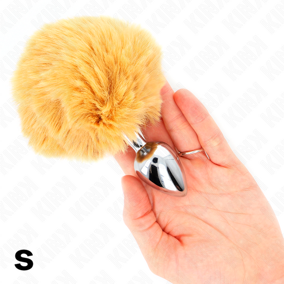 KINK – EDELSTAHL-PLUG 7 x 3 CM MIT BEIGE KUNSTFELL HASELSCHWANZ 8 CM