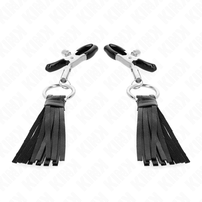 KINK - LEATHERETTE TASSEL NIPPLE CLAMPS 6 CM