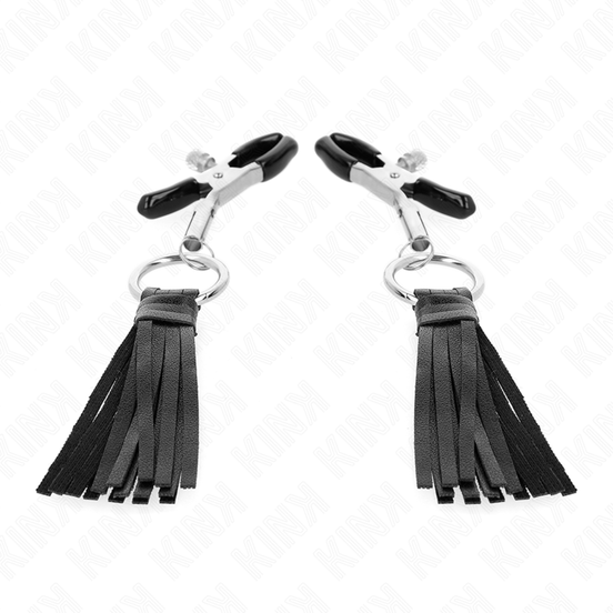 KINK - LEATHERETTE TASSEL NIPPLE CLAMPS 6 CM