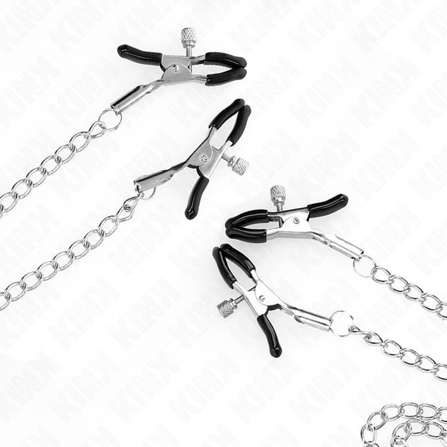 KINK - 4 NIPPEL- UND KLITORISKLEMMEN EINSTELLBAR SILBER