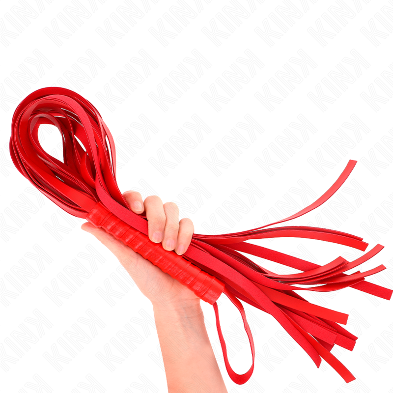 KINK - ROTE PEITSCHE MIT KURZEM GRIFF UND LANGEM SCHWEIF 70 CM