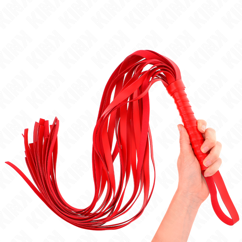 KINK - ROTE PEITSCHE MIT KURZEM GRIFF UND LANGEM SCHWEIF 70 CM