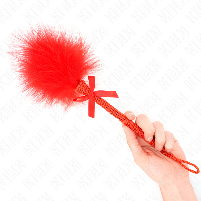 KINK - NYLONSEIL-ZAUBERSTAB MIT KITZELL-FEDERN UND ROTER SCHLEIFE 25 CM