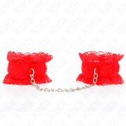 KINK - HANDGELENKFESSELN AUS SPITZENGUMMI ROT