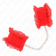 KINK - HANDGELENKFESSELN AUS SPITZENGUMMI ROT