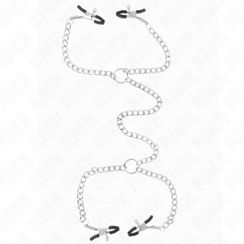 KINK - 4 NIPPELKLEMMEN MIT 32 CM KETTEN UND 14 CM KURZEN KETTCHEN