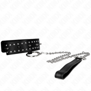 KINK - HALSBAND MIT LEINE 65 CM MIT SILBERNEN NIETEN MODELL 1 VERSTELLBAR 36-43 CM X 5 CM