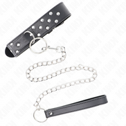 KINK - RING-NIETEN-GURTHALSKETTE MIT GÜRTEL 65 CM SCHWARZ VERSTELLBAR 36-50 CM X 3.8 CM