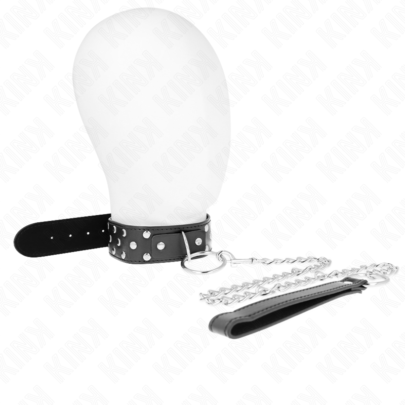 KINK - RING-NIETEN-GURTHALSKETTE MIT GÜRTEL 65 CM SCHWARZ VERSTELLBAR 36-50 CM X 3.8 CM