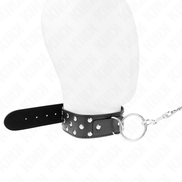 KINK - RING-NIETEN-GURTHALSKETTE MIT GÜRTEL 65 CM SCHWARZ VERSTELLBAR 36-50 CM X 3.8 CM