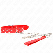 KINK - RING-NIETEN-ARMBANDKETTE MIT GÜRTEL 65 CM ROT VERSTELLBAR 36-50 CM X 3,8 CM